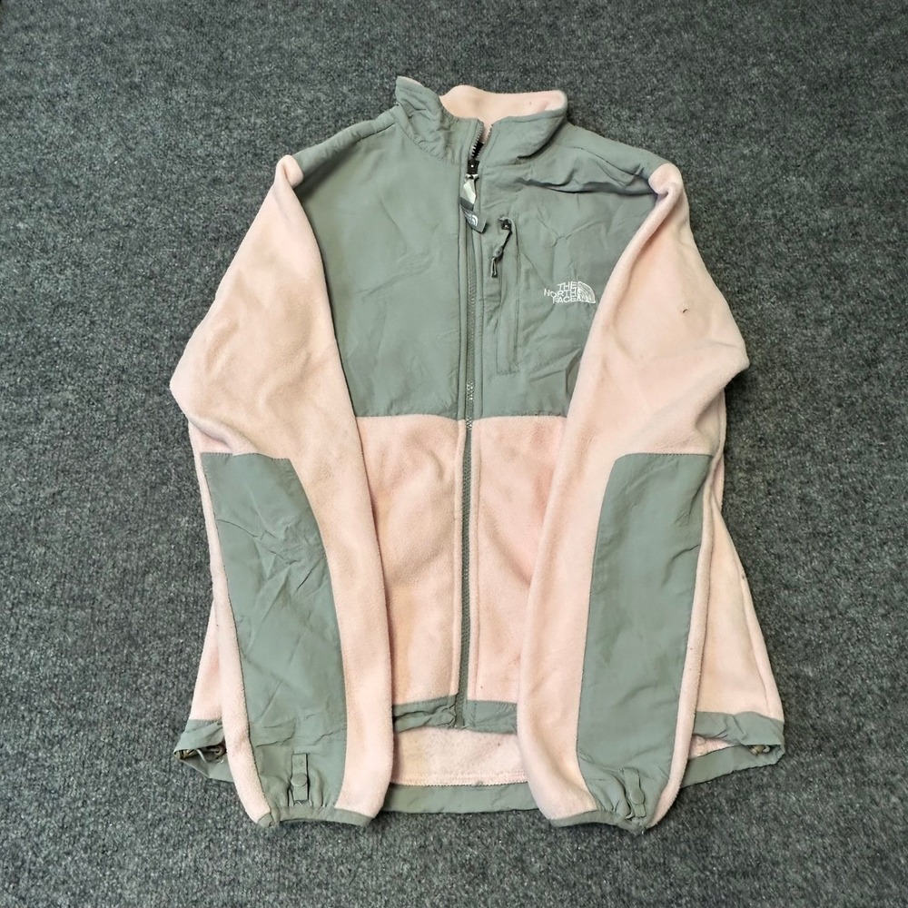 The North Face Fleece Jacket Womens Size S Pink Grey Denali Full Zip Outdoor